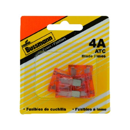 EATON BUSSMANN Automotive Fuse, ATC Series, 4A, 32V DC, Non-Indicating, 5 PK BP/ATC-4-RP